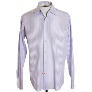 Hugo Boss Mens 16" x 34-35" Light Blue Striped LS Button Front Shirt‎